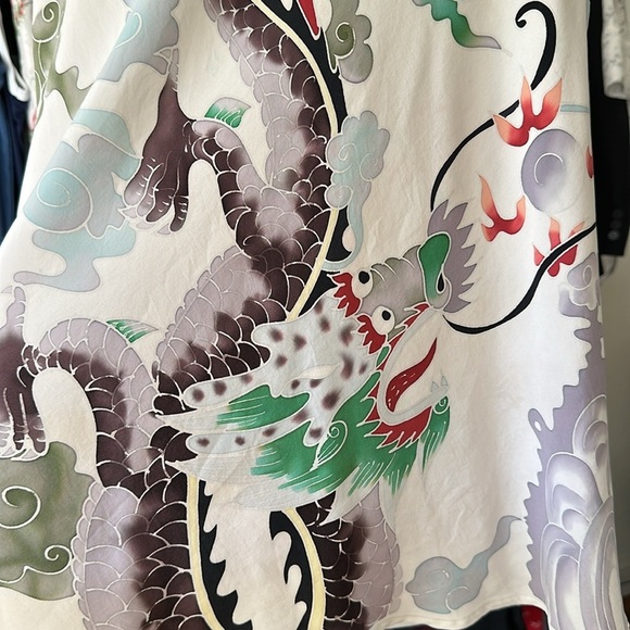 CITRON Santa Monica Silk Asian Inspired Blouse Whimsical Dragon Colorful Size M - Picture 7 of 15